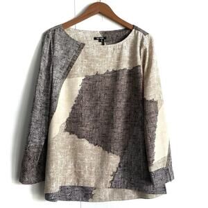 NIC+ZOE Abstract Patterned Blouse - Black and Cream